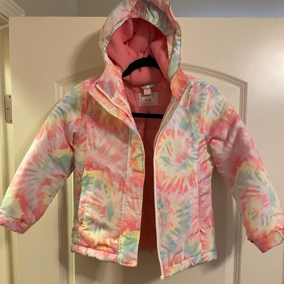 The Children's Place Girls Pink Tie-dye 3 in 1 Puffer Jacket Size 6/7 - Picture 1 of 6